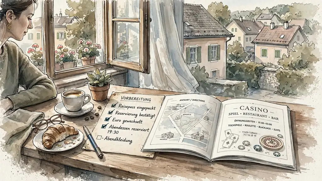 Broschüre mit Prüfliste auf Kaffeetisch